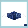 Masques Fête Fête Fournitures Maison Masques De Jardin Paillettes Bling Visage Double Couche Coloré Bouche Ers Été Respirant Crème Solaire Personnalité D