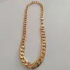 Män 24k Stämpel Solid Gul Guld FINISH Länkkedja Cuba Halsband Tjock Chunky 12 mm Tung Originalbild