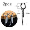 2PCS Rock Punk Stude Kolczyki do męskiej stali nierdzewnej liści pendant okrąg Circngs Piecing Ucha upuszczenie bioder biżuterii Dangle żyrandel