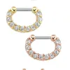 Ringar studs smycken30 st rhinestone crystal hoops unisex stål cz septum clicker näsring piercing kropp smycken droppleverans 201773323