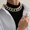 Högkvalitativ punklås choker halsband hänge kvinnor krage uttalande märke guld färg chunky tjocka kedja halsband steampunk män