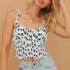 Sexy backless floral crop top women beach ruffle boho tank top slim casual cropped white cami summer camisole 210415