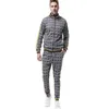 Tute da uomo Primavera Autunno 2022 Sottile da uomo Slim Trendy Plaid Fitness Sport Tuta da jogging Moda in piedi Colletto alla coreana Cerniera