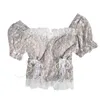 Ретро элегантные шить желудочную рубашку рубашку рубашки слоеного рубки с грудной площадкой весна лето пояс пояса цветочные женские вершины 210420