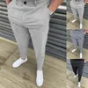 Spring Casual Business Men Solid Pants Autumn Fashion Slim Fit Long Trouser For Men's Mid Waist Buttoned Design Pants Streetwear 211112