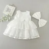 Girl's Dresses Wholesale Little Girls Lace Clothing Baby Party Birthday Wedding Born Baptism Frocks Gown W8