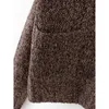 女性の柔らかい緩いウールのセーター冬のファッションレディースフルスリーブVネックシングルブレストセーターエレガントな女性ヴィンテージ210521