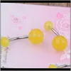 Nombril Bell Button Rings Drop Delivery 2021 Nave Bar 100Pcs / Lot Mix 6 Couleurs Glow In Dark Body Piercing Bijoux Belly Buttonring 4Snpk