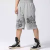 ファッション夏のヒップホッププラスサイズの緩い巾着の男性の街路壁の男性コットンショーツ弾性ウエストプリントバギーバミューダ210518
