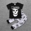 Halloween Misfits Conjuntos de roupas para bebês meninos Esqueleto Infantil T-shirt Calça Ternos Crânio Algodão Roupas Infantis Roupas 70 80 90 100 210413