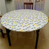 PCV Plastikowy obrus Wodoodporna Olejowa pokrywa stół okrągły flanel elastyczny zespół party domu dinner Dekoracje 210724