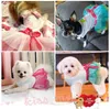 Amor de bordado com lábios vermelhos Pet Suspender Saia doggy vestido vestidos de princesa saias casamento arco vestido de noite cães roupas para pequeno dogg xs azul a08