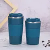 13oz/17oz Stainless Steel Vacuum Insulated Cup Thermos Tumbler Coffee Mugs Portable Business Gift Soup Cups Single hand Opening Lid Travel TR0018