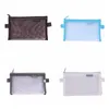 Pencil Bags 1 Pcs Simple Style Solid Color Transparent Grid Zipper Pen Bag Case Storage Package For Grils Stationery School Supplies