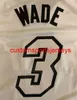 Mens Kvinnor Ungdom Sällsynt Dwyane Wade White Hot Basketball Jersey Broderi Lägg till något namnnummer