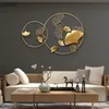 3D Chinese Iron Ginkgo Leaves Home Decoration Crafts Creative Wall Hanging TV Background Mural Ornament Decor 210414