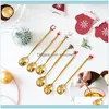 Świąteczne Świąteczne Party Supplies Gardenchristmbmas Dekoracje Rok Decor Gold Sier łyżka do domu Deco Decoration Xmas Gifts Natal Drop Del