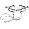 Nxy Sex Pump Toys Adjustable Stainless Steel Heart Shaped Breast Nipple Clamps Clips Metal Chain Torture Restraint Bdsm 1221