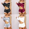 Pyjama Femme Ensemble D'été Pyjama Satin Gilet Shorts Ensembles De Pyjama Femmes Costumes Sexy Nuisette Col En V Lingerie Vêtements De Nuit X0526