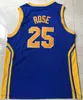 NCAA Tigers College Basketball 23 Derrick Rose Jersey Men University Simeon Career Academy High School Team Purple Blue Yellow White Color Stitched Breathable