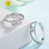 Girls S925 Silver Wedding Ring a Pair of Living Couple Diamond Simulation Zircon Engagement Proposal 7WRX