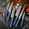 Xituo VG10 Damascus Steel Cithorknife Set 1-7PCS Luxury Blue G10ハンドルシャープダマスカスシェフナイフクリーバーSantoku Knife