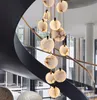 Moderne Treppe Lange Kronleuchter Lampe Luxus Villa Marmor Kristall Hängen Wohnzimmer Dekoration Stein Led Leuchten