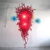 Home Decoration Accessories Pendant Lamps Red Colored Art Chandeliers 70*120cm Hand Blown Glass Crystal Chandelier Coffee Shop Bedroom Living Room Decorative