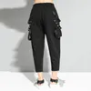 [EAM] Черная лента высокая эластичная талия брюки свободные FIT HAREM TOLF длиной брюки женские мода весна лето 1dd8101 21512