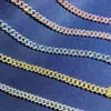 Kuba tjock kedja halsband, 9mm, is hip-hop smycken, ljusblå, rosa, kubisk zirkon guld och silver, män och kvinnors färg halsband Q0809