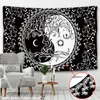 Wandteppiche weiße schwarze Sonnenmond Mandala Tapisserie Wand hängen Hexerei Hippie Teppiche Schlafsauger Dekor