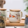 Vintage Coffee Mug Unique Japanese Retro Style Ceramic Cups, 380ml Kiln Change Clay Breakfast Cup Creative Gift for Friends 211101