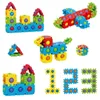 48 sztuk / partia Building Blocks Toy Architecture / DIY House Puzzle Fun Push Bubble Trzy - Wymiarowe Zmontowane domy można otworzyć budynki okienne zabawki