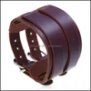 Cuff Bracelets Jewelrypunk Retro Wide Leather Double Buckle For Men And Women Punk Cowe Bracelet Drop Delivery 2021 C9St3