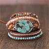 Corda envoltório natural pedras labradorite boho longa amizade exclusiva braceletes étnicos artesanais
