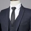 2021 jas 3 stuk set pak vest broek heren high-end britse stijl zakelijke casual mannelijke lange blazers jas broeken vest x0909