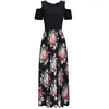 Floral Print Women Dress Summer Off Shoulder Splicing Elegant Maxi Long Sukienka Casual Club Party Holiday Sundress Vrouw Jurk Dresses