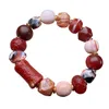 Charm Bracelets Tibetan Old Agate Beads Bracelet With High Ancient Weathering Pattern And Multi Treasure Eight Edge