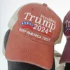 2024 США президент президент Избирательные бейсбольные шапки мыть вымытый вышитый козырь сетки Cap Caper America Первый на открытом воздухе Sunshade Hat T9i001275