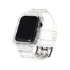 Caso + Correias para Apple Watch Band 44mm 42mm 40m38mm Acessórios Smart Acessórios Soft Silicone Transparente Bracelete Iwatch 5 4 3 SE 6