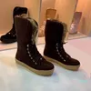 Классика зимние снежные ботинки реальные меховые скольжения кожаные водонепроницаемые теплые колены высокие ботинки моды с коробкой 2021