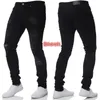 Mens Ripped Jeans For Men Casual Black Lt Blue Skinny Slim Fit Denim Pants Biker Hip Hop With Sexy Holel Men's