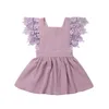 Le neonate in pizzo vestono i vestiti per bambini senza maniche in tinta unita color avorio marrone scuro MN001 210610