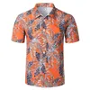 Palmboom Print Hawaï Shirt Mannen Zomer Korte Mouwen Mens Button Up Hawaiian Beach Shirts Holiday Aloha Camisa Hombre 5XL 210721