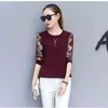 Autumn Long Sleeved Casual Tops Spliced Printed Blouse Shirt Female O-neck Full Women Clothing 0595 30 210415