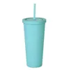 TUMBLERS Matte Colored Acrylic 22OZ Tumblers with Lids and Straws Double Wall Plastic Resuable Cup Tumblers