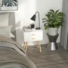 US-amerikanischer Nachttisch, Nachttisch mit Schubladen, geeignet für Schlafzimmermöbel Wohnzimmer, Beistelltisch MDF + Massivholzfüße Weiß A09 A51