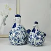 Poulet en céramique bleu et blanc, cadeau de mariage créatif, salon, meuble TV pour jeunes mariés, ameublement de maison, ornements 2866341