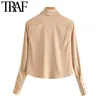 TRAF Women Fashion Office Draag gezellige blouses vintage lange mouw button-up vrouwelijke shirts chic tops 210415