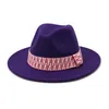 Fedora chapeaux femmes hommes hiver automne large bord avec ruban bande rayé feutré chapeaux fascinateur rouge rose femmes hommes hiver chapeaux nouveau